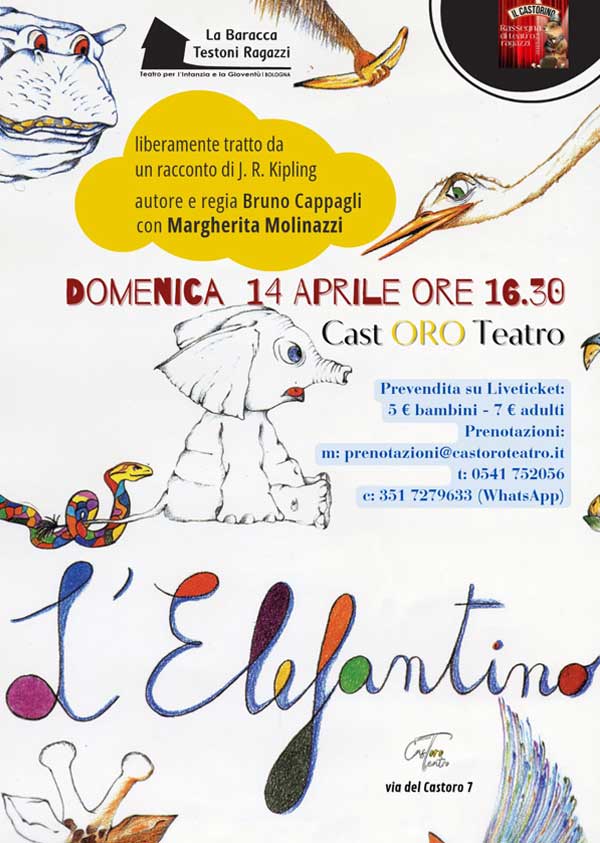 Locandina L'elefantino 14 Aprile Cast Oro Teatro Rimini